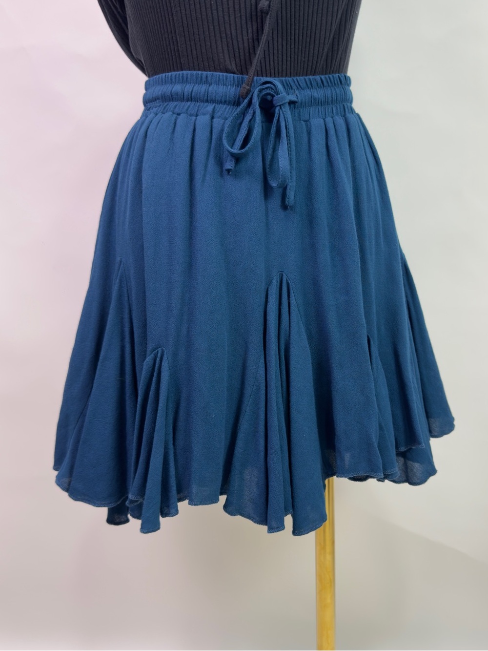 Boutique Skirt NWT Teal Blue | Circle Skater Flutter Pleated Ruffle | Adjustable